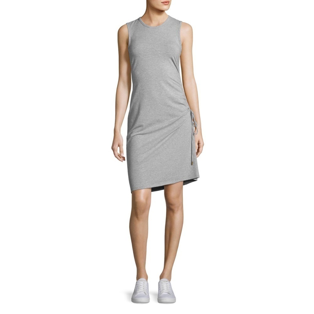 Theory Rimaeya Dr Rubric Gray Ruched Side Sleeve Dress